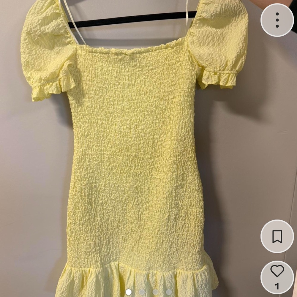Zara Yellow Sundress with Puff Sleeves and Square Neck